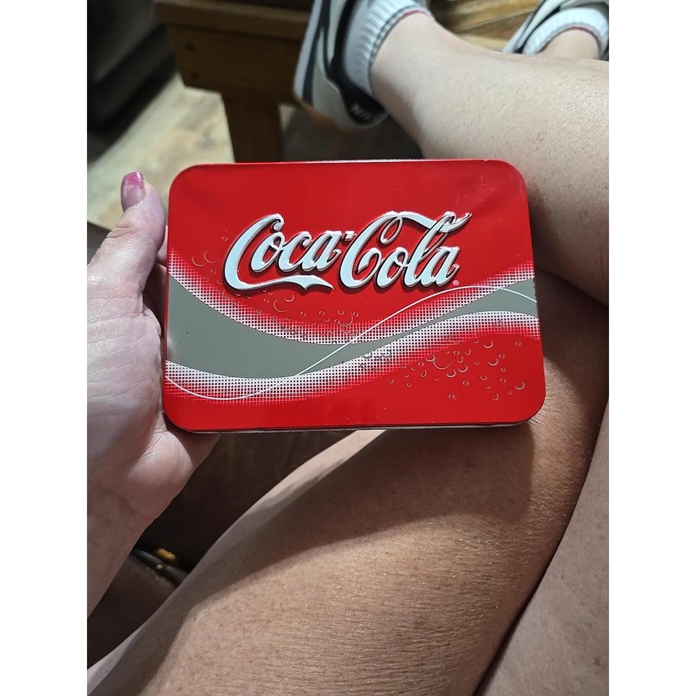 Coca-Cola Playing Cards 2 Deck Set in Embossed Metal Tin US Playing Card Co New